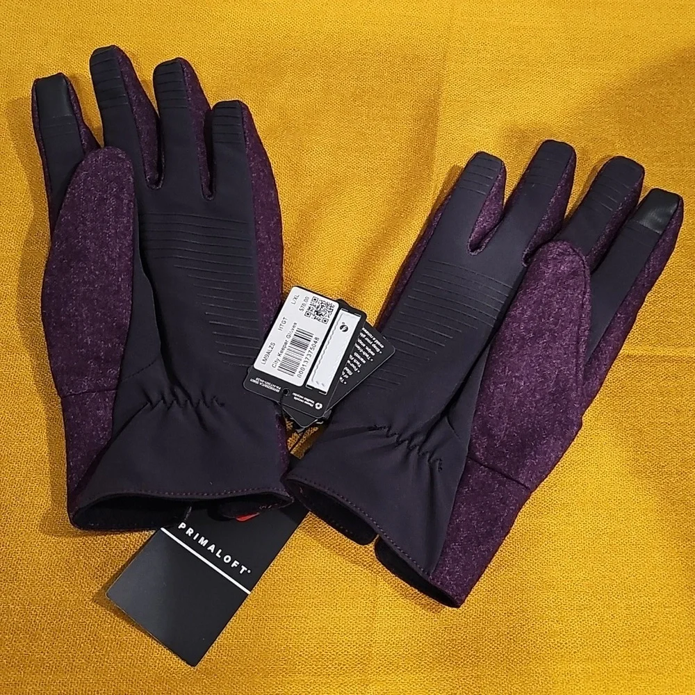 Lululemon City Keeper Purple/Black Fleece Wool Blend Gloves L/XL NWT MSRP $78